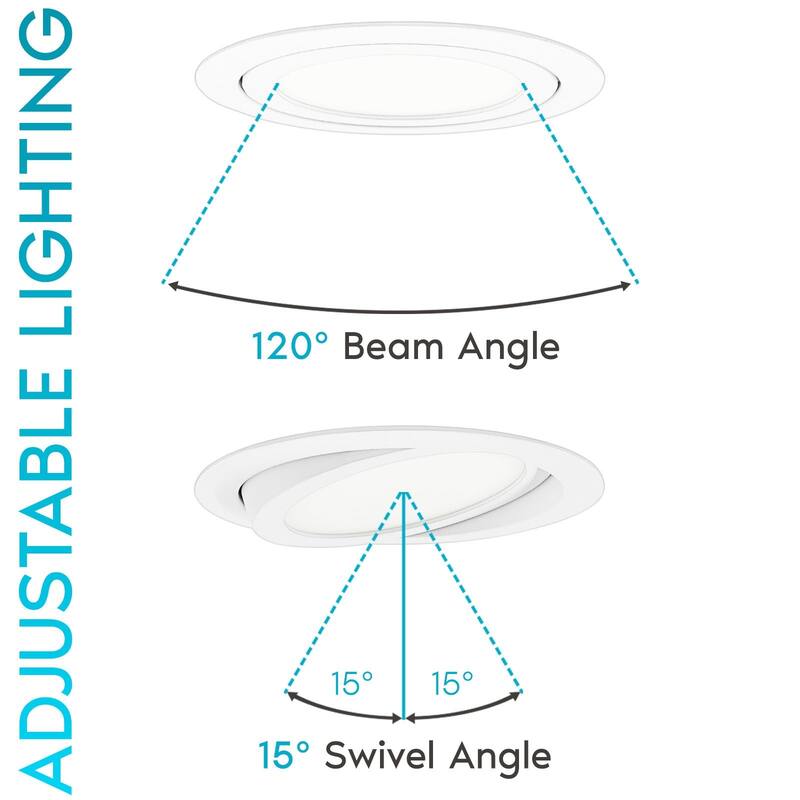 Luxrite 4 Inch Gimbal LED Recessed Lighting, 5 CCT 2700K-5000K, 950 Lumens, Dimmable, 12W, Wet Rated, ETL Listed 4-Pack