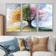 preview thumbnail 14 of 16, Designart - Pink Tree With Four Seasons - Tree of Life Canvas Wall Art Set - Traditional Framed Wall Art 3 Pieces 38 in. W x 28 in. H - Wood - Silver