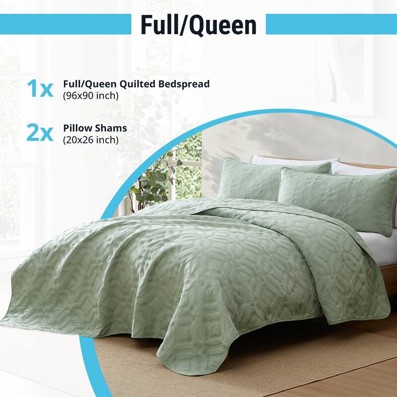HLC.ME Logan - 3 Piece Size Quilt Set, Lightweight Bedspread Coverlet Set