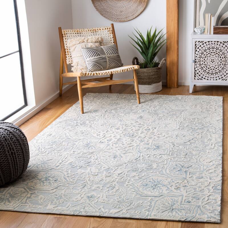 SAFAVIEH Handmade Abstract Eugenija Modern Wool Rug - 8' x 10' - Grey/Beige