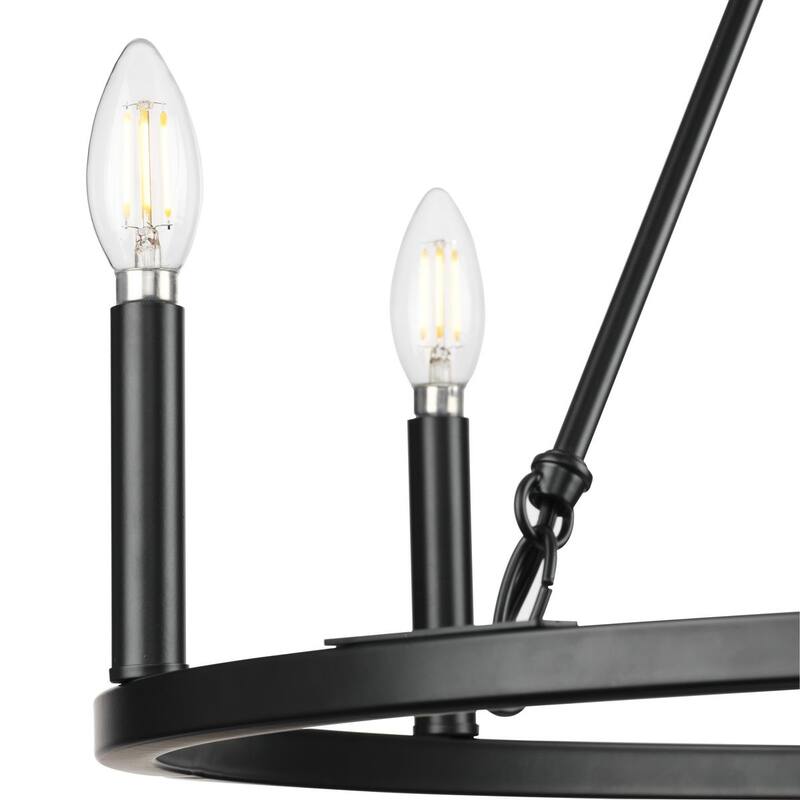 Gilliam Collection Six-Light Matte Black New Traditional Chandelier - 27.62 in x 27.62 in x 24.87 in