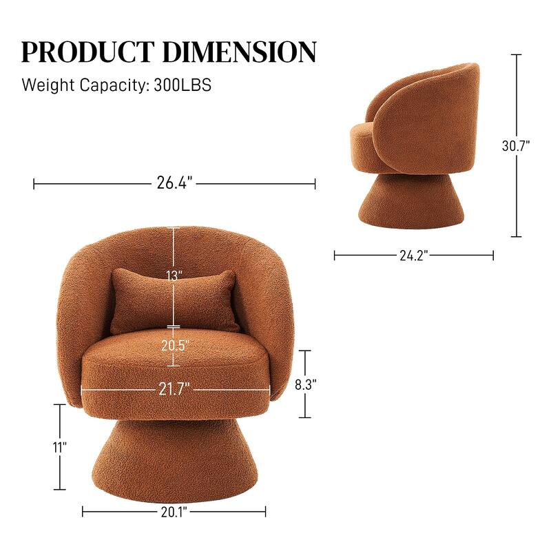 Ouyessir Teddy Sherpa Upholstered Swivel Cuddle Barrel Sofa Chairs