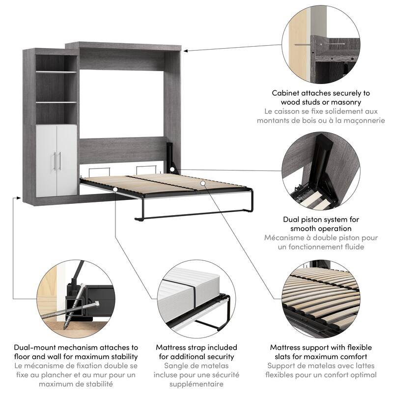 Nebula Queen Murphy Bed with Closet Organizer (90W) by Bestar