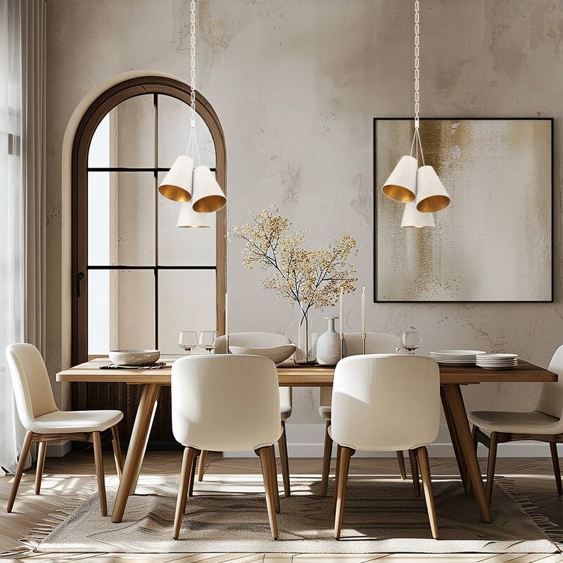 Brian Patrick Flynn Alston 3 Light Matte White + Antique Gold Pendant