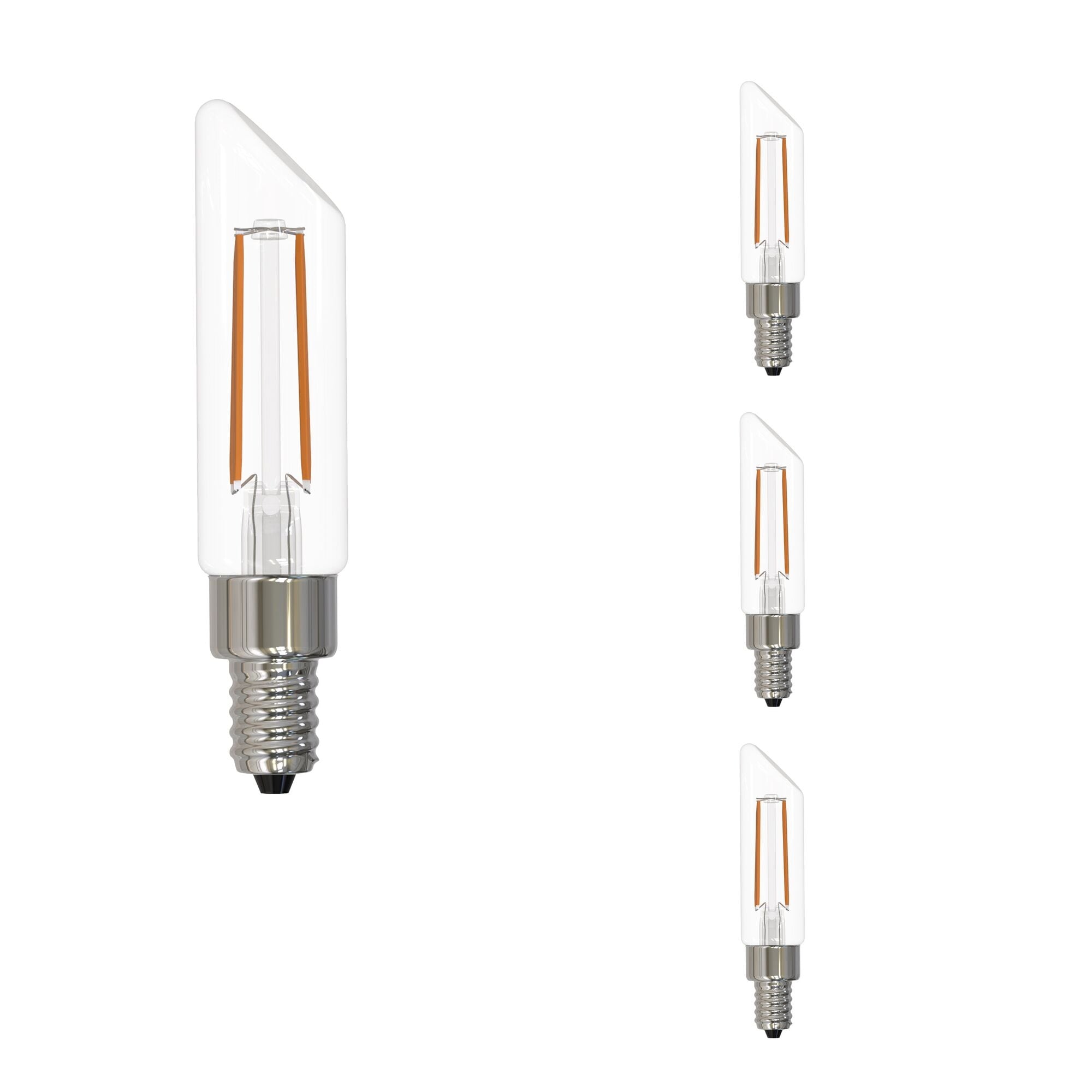 Bulbrite LED Filament Pack of (4) 4.5 Watt Dimmable T6SL Light Bulbs with a Clear Finish and Candelabra (E12) Base