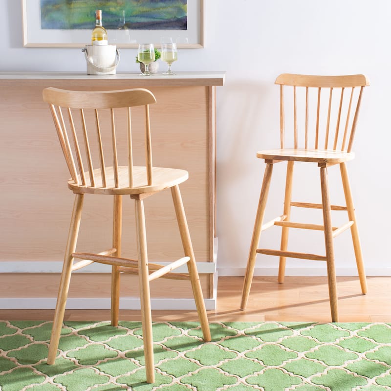 SAFAVIEH Aida 30-inch Spindle Farmhouse Bar Stool (Set of 2) - 19.9" x 19.8" x 38" - 20"W x 20"D x 43"H