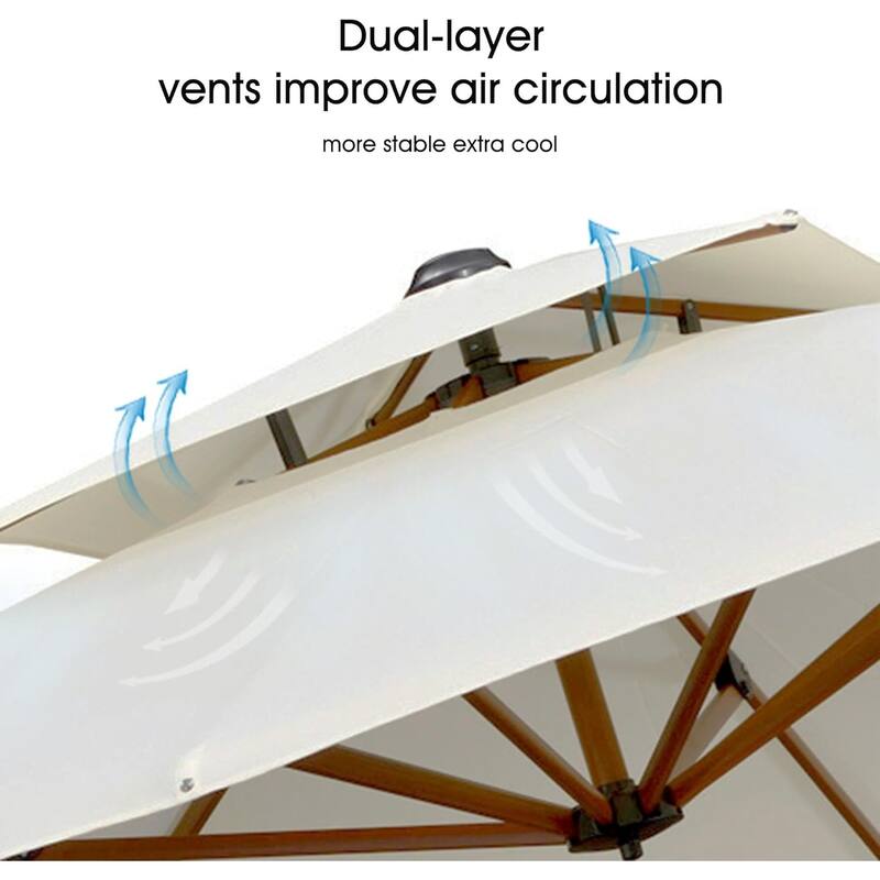 PURPLE LEAF 9/10/11ft Square 09x12ft Rectangle Wood Pattern Patio Cantilever Umbrella with Base