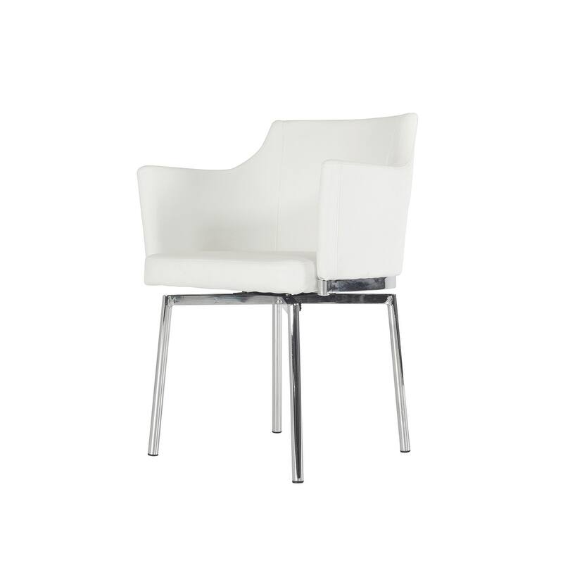 32" White Leatherette And Steel Dining Chair