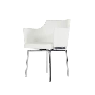 32" White Leatherette And Steel Dining Chair