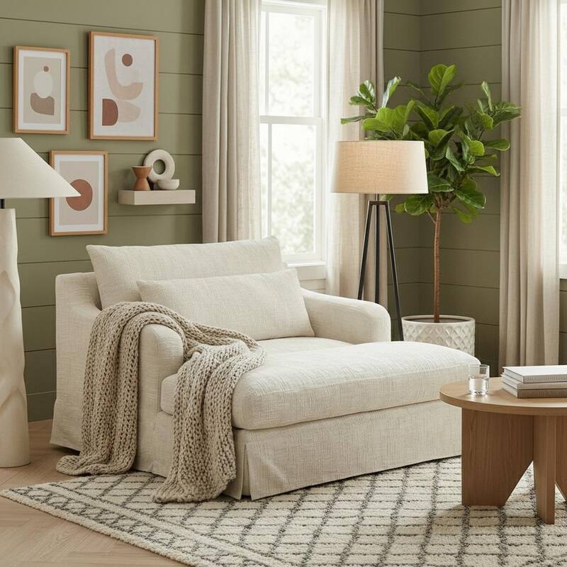 Chenille Sofa Bed with Extra-Deep Seat by Harper&Bright Designs - Beige