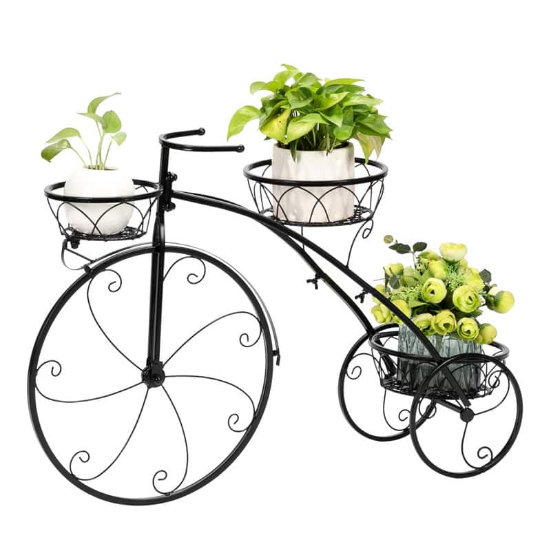 Home Decoration Art Bicycle Shape 3 Pot Plant Stand