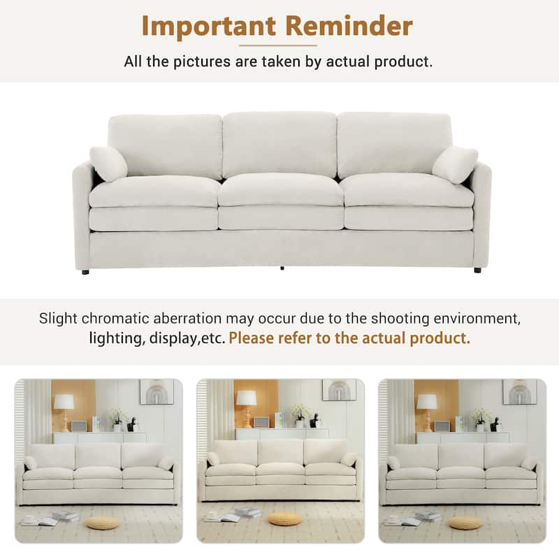 Roomfitters 89" Oversized Upholstered 3-Seater Cloud Sofa with Dual Plush Cushions