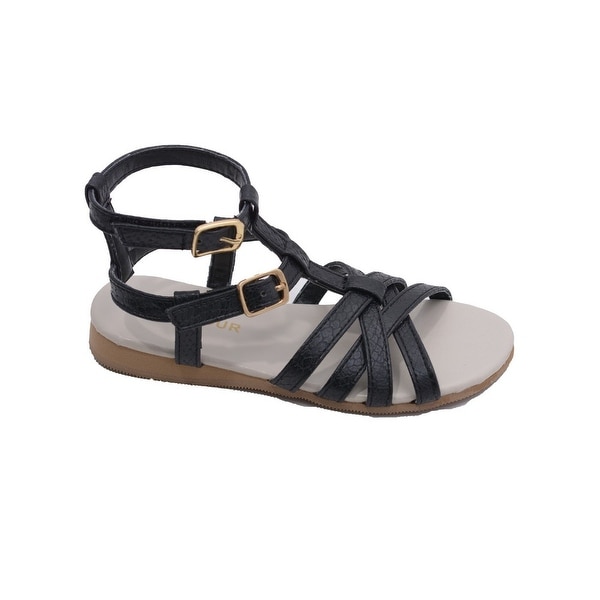 New Girls Gladiator Kids Zipper Buckle Summer Fashion Shoes Sandals size 11-4
