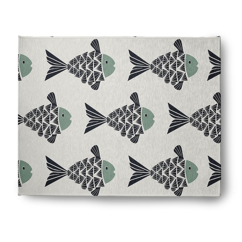 Fish Tales Nautical Chenille Rug - Sage - 8' x 10'