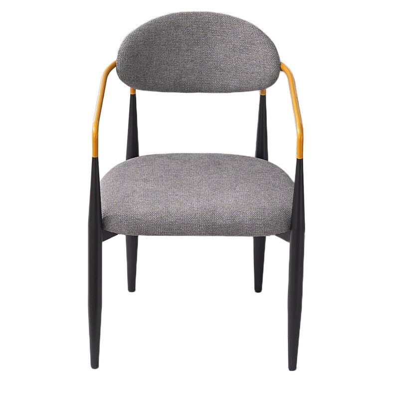 Modern Upholstered Dining Chair with Gold-Accented Armrests - 22"W x 21"D x 30"H, Ergonomic Design for Dining Room,2PCS/CTN