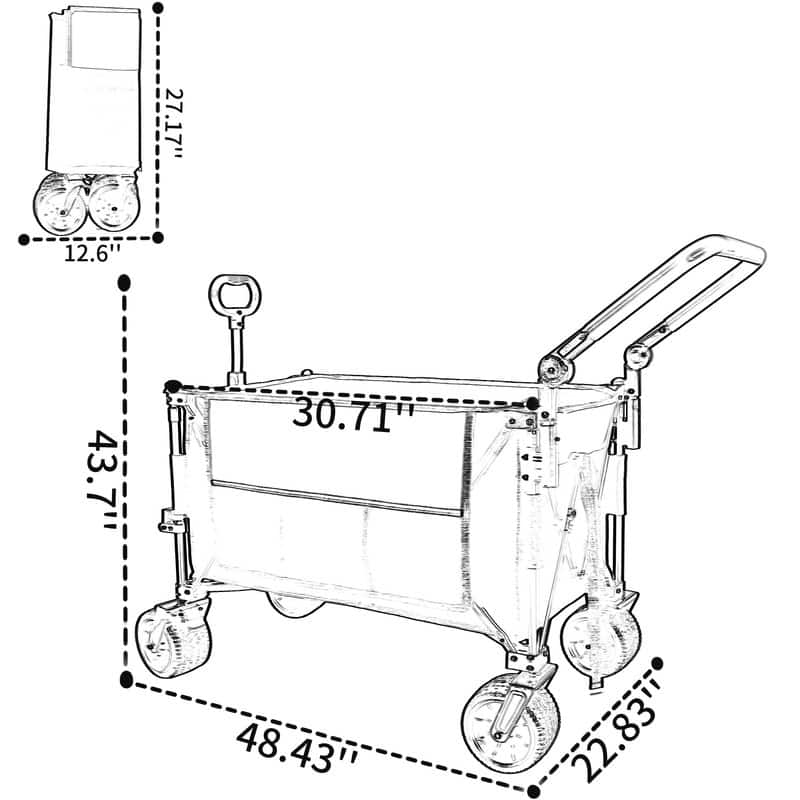Versatile Push-Pull Folding Wagon Cart – Features 360° Rotating Handle & All-Terrain Wheels, Heavy-Duty Adjustable Design .