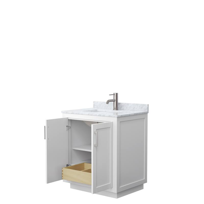 Miranda Single Vanity Set, White Carrara Marble Top, No Mirror