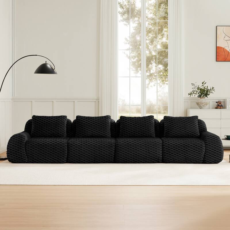 Floor Cloud Sectional Couch, Boneless Sofa for Living Room, Modular Sectional Sofa with Deep Seat, No Assembly Required