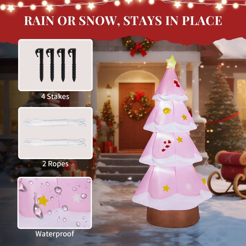 7.2FT Lighted Christmas Inflatable Pink Christmas Tree