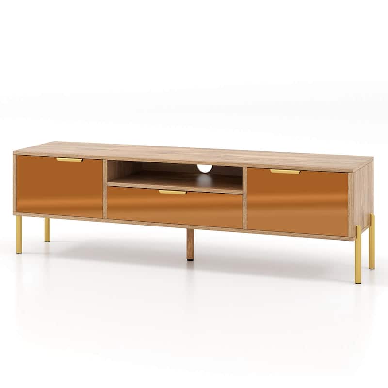 Costway Mirrored TV Stand for TV up to 65" Modern TV Console Table - See Details