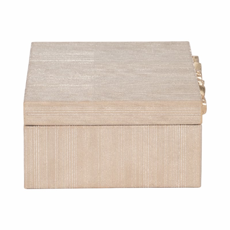 Sagebrook Home 12" Faux Leather Champage Shimmer Box - 14" x 10" x 6" - 12" x 8" x 4"