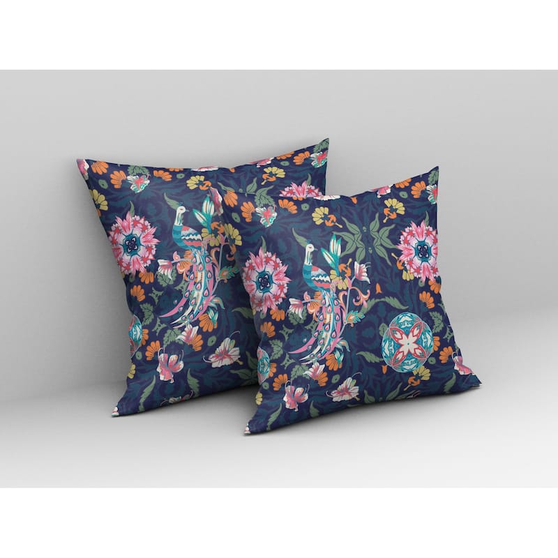 Amrita Sen Everest Peacock Indoor Outdoor Pillow Zip