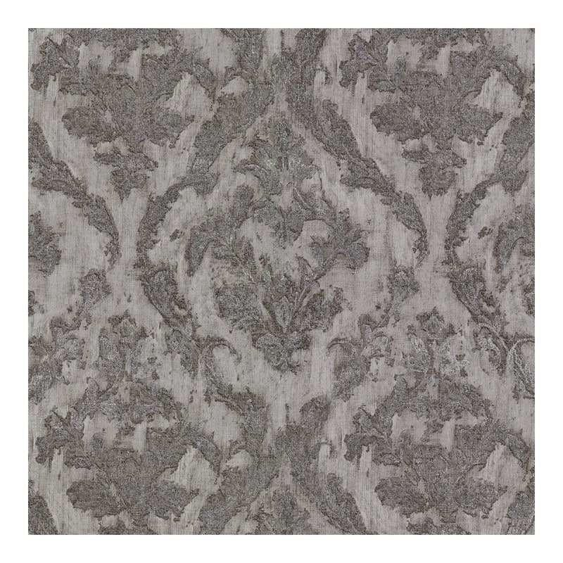 Brewster Lyra Pewter Damask Wallpaper - 21 x 396 x 0.025