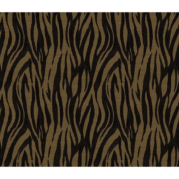 slide 2 of 16, Seabrook Designs Jazz Faux Skin Non-Woven Unpasted Wallpaper 20.9 in. W x 33 ft. L - Metallic Royal Gold & Obsidian