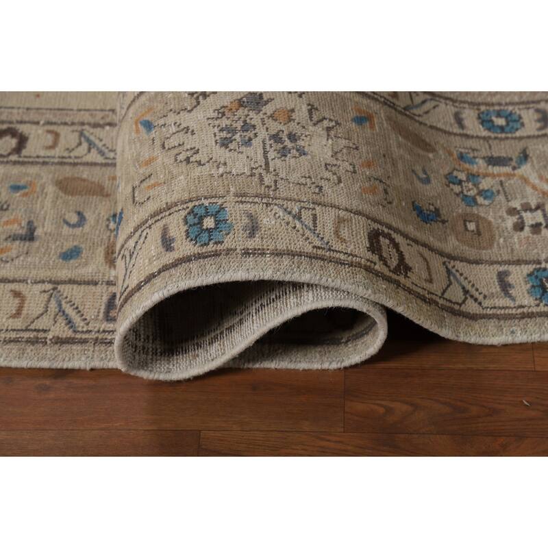Hand Knotted Oriental 100% Wool Carpet Traditional Medallion Beige & Ivories Tabriz Area Rug - 11' 7'' X 8' 4''