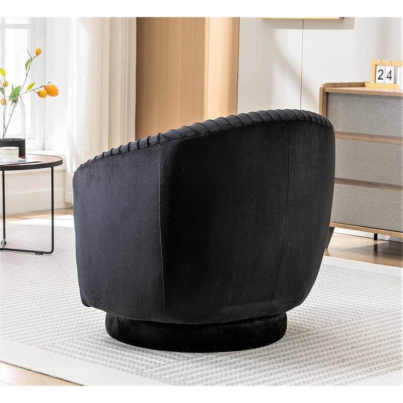 US Pride Furniture Contemporary Velvet Swivel Barrel Chair with 360° Spin Capability Round Accent One-Seater Sofa