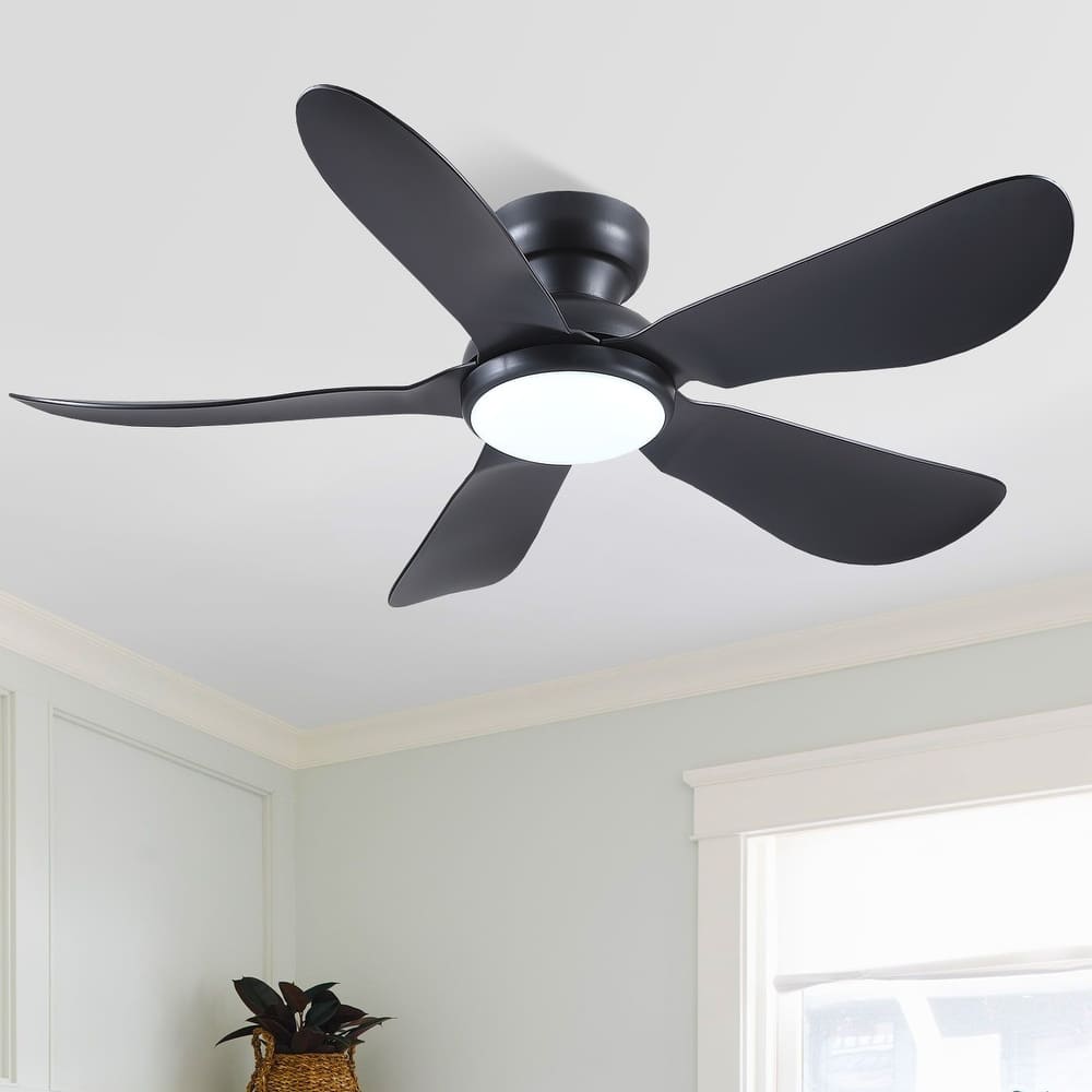 32/36/46/52 inches Ceiling Fan with Light and Remote 5 Blades-Black