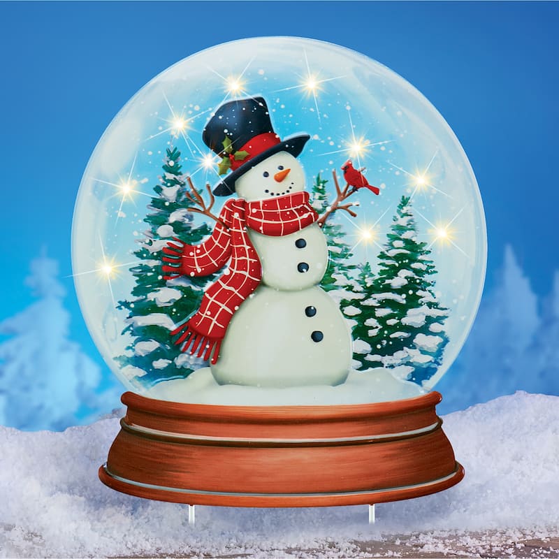 Solar Powered Festive Snowman Snow Globe Stake Decoration - 14.12 x 22.18 x 3.5 - White - 14.12 x 22.18 x 3.5 - Iron
