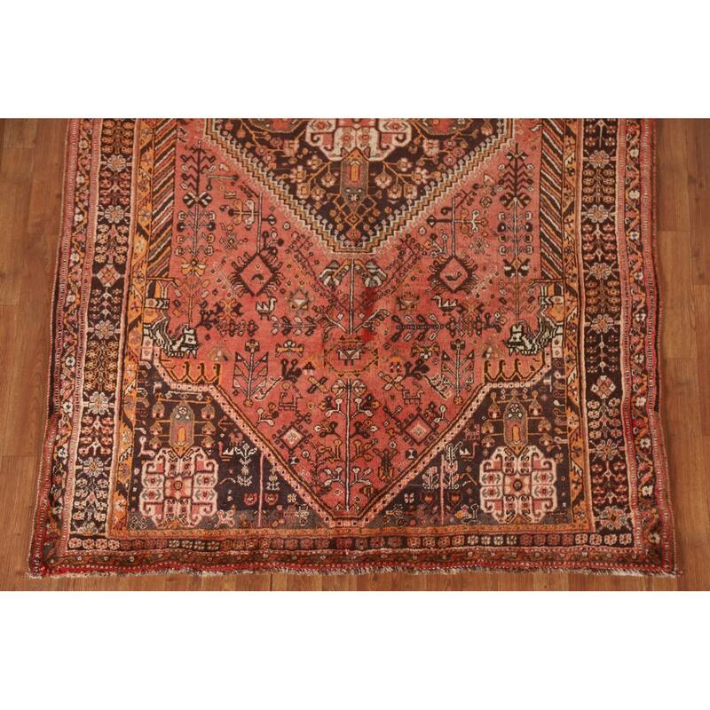 Handmade Vegetable Dye Shiraz Persian Vintage Area Rug - 5'1"x 7'10"