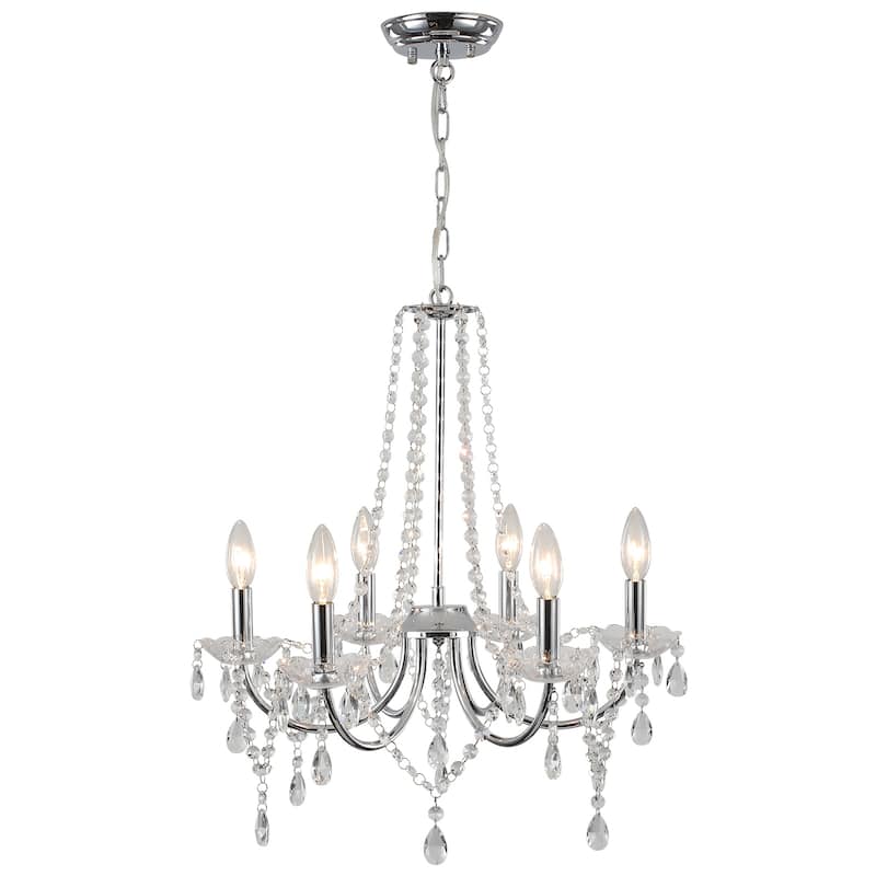 6-Light Farmhouse Crystal Chandelier, Candle Style Chandelier for Living Room Kitchen Island Dining Foyer