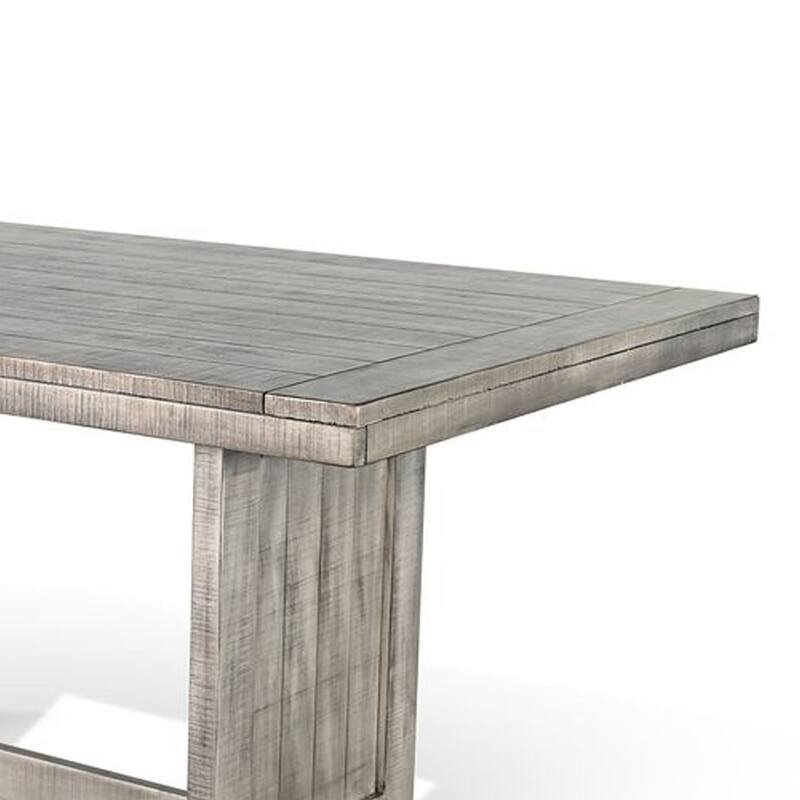 Zeka Dining Table, 60 Inch Top, Double Pedestal, Gray Solid Wood - Weathered Gray
