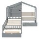 preview thumbnail 7 of 11, Twin Size Wood House Bed with Upholstered Sofa
