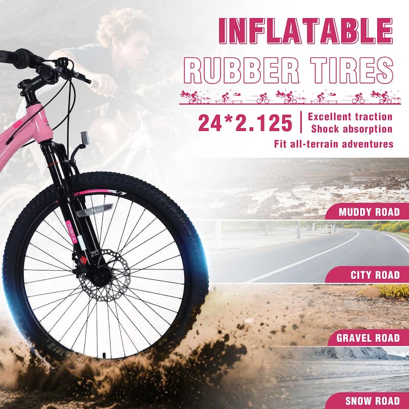 Mountain Bike for Girls and Boys Mountain 24 inch shimano 6-Speed bike