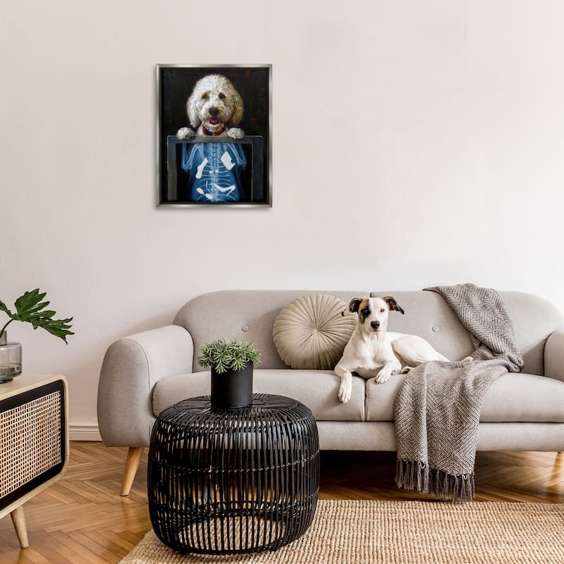 Stupell Funny Dog X-Ray Snacks Framed Floater Canvas Wall Art by Lucia Heffernan