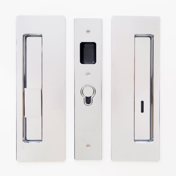Cavilock CL400B-PR-38-LH Magnetic Privacy Pocket Door Pull Set with LH Snib/RH Emergency for 1-3/8" Thick Doors