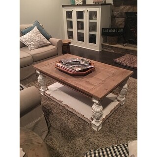 wood coffee table distressed base