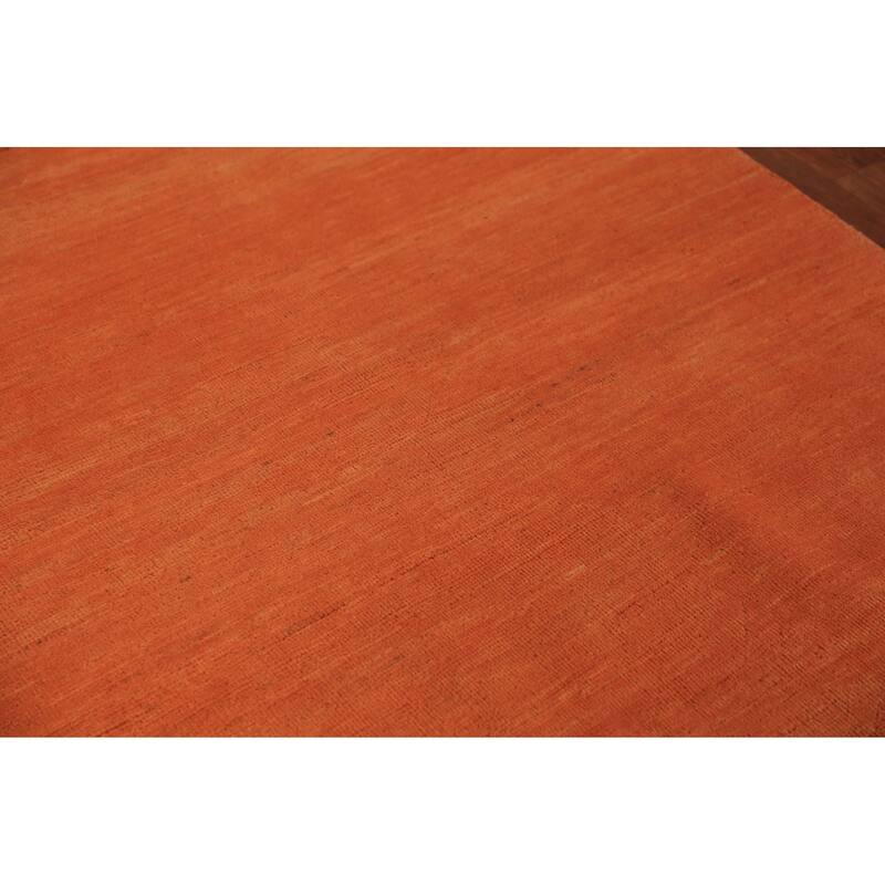 Orange Modern Gabbeh Oriental Area Rug Solid Hand-Knotted Wool Carpet - 5'3" x 7'11"