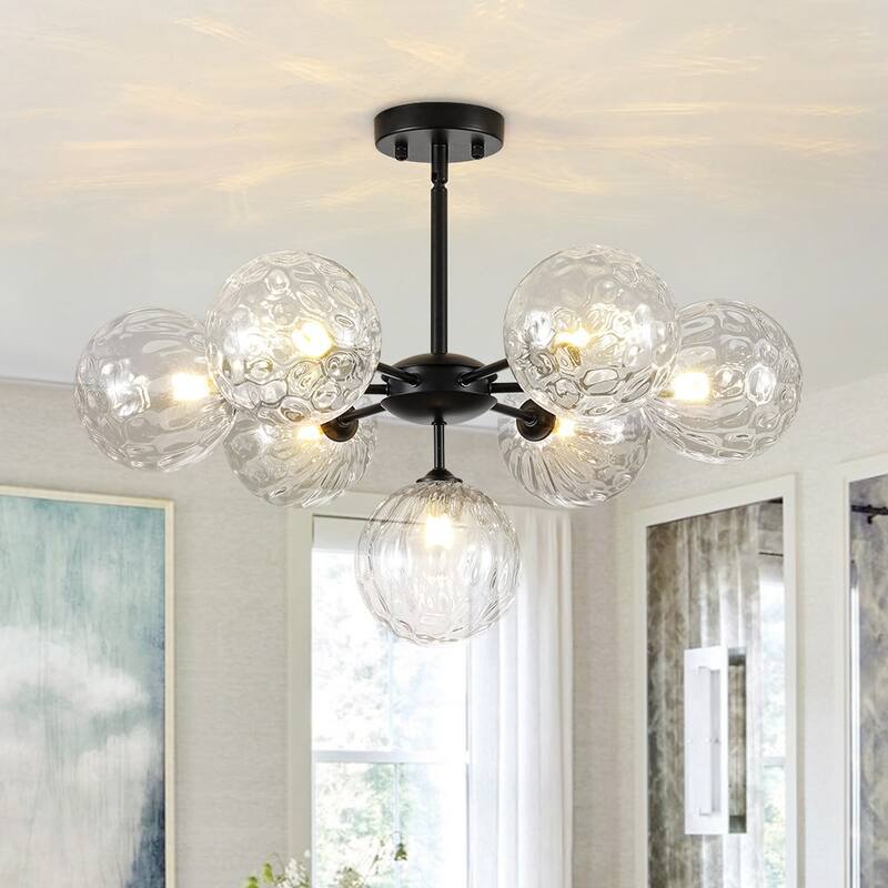 Contemporary Water Glass Bubble Round Tiered Chandelier 25.6 in