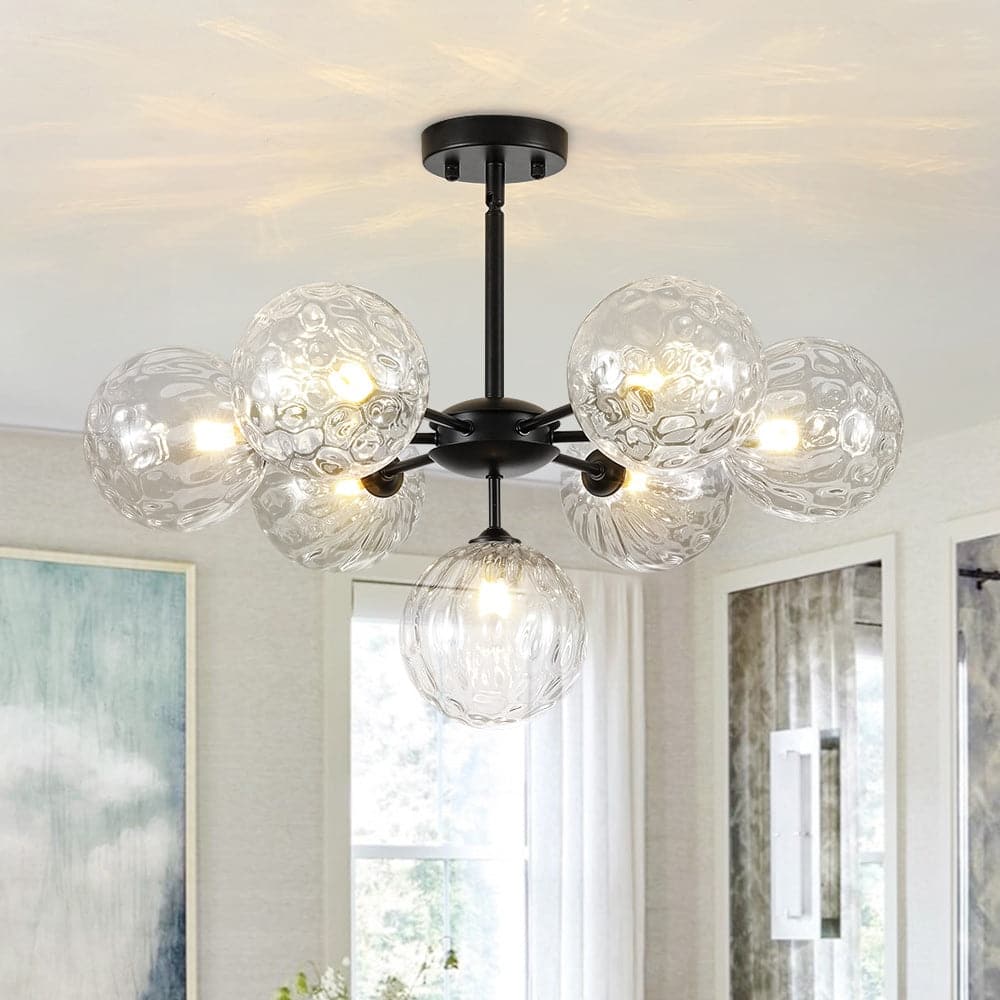Contemporary Water Glass Bubble Round Tiered Chandelier 25.6 in