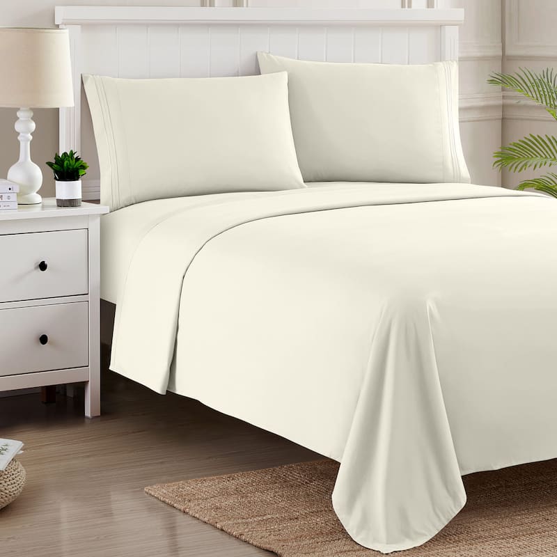 Sweet Home Collection Deep Pocket Soft Microfiber 4-Piece Solid Color Bed Sheet Set