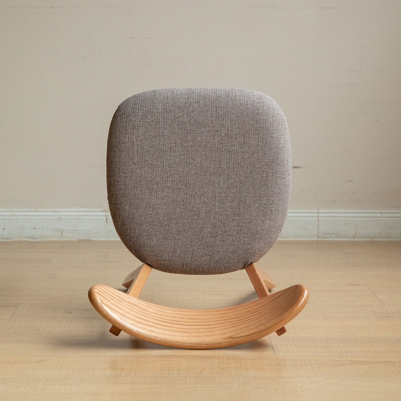 Solid Oak Wood Dining Chair with Upholstered Seat Curved Backrest Natural Finish