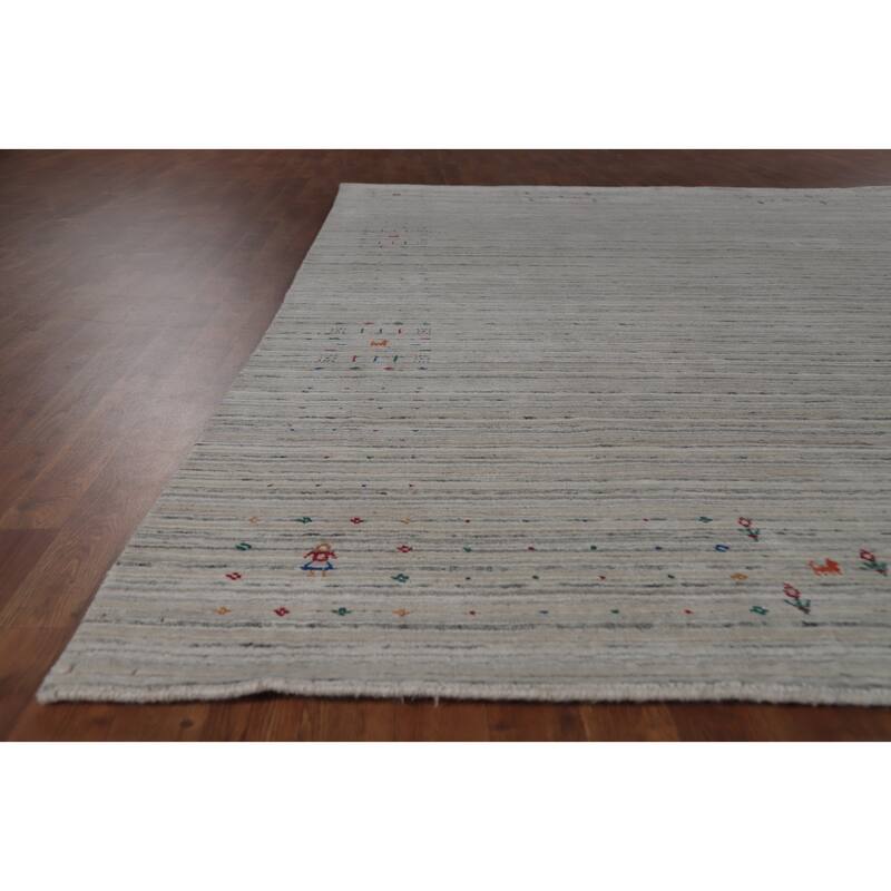 Hand Knotted Oriental 100% Wool Carpet Tribal Animal Pictorial Beige & Ivories Gabbeh Area Rug - 10' 0'' X 8' 6''