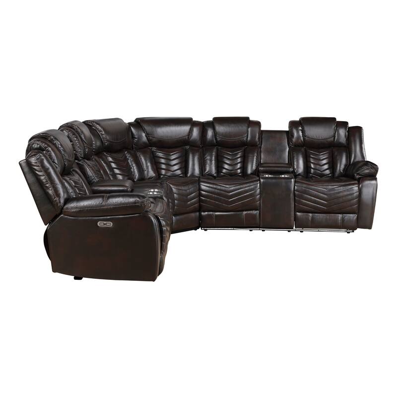 Cove Faux Leather 3-Piece Power Reclining Sectional Sofa with Consoles