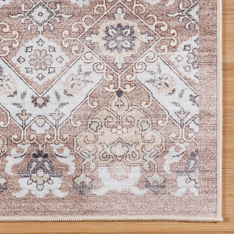 Gertmenian Crystal Print Washable Digital Printed Flat Pile Polyester Slip Resistant Area Rug Collection