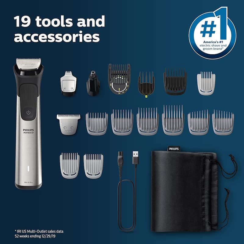 Multigroom Series 7000, Mens Grooming Kit with Trimmer for Beard, Head, Hair, Body, and Face - NO BLADE OIL NEEDED