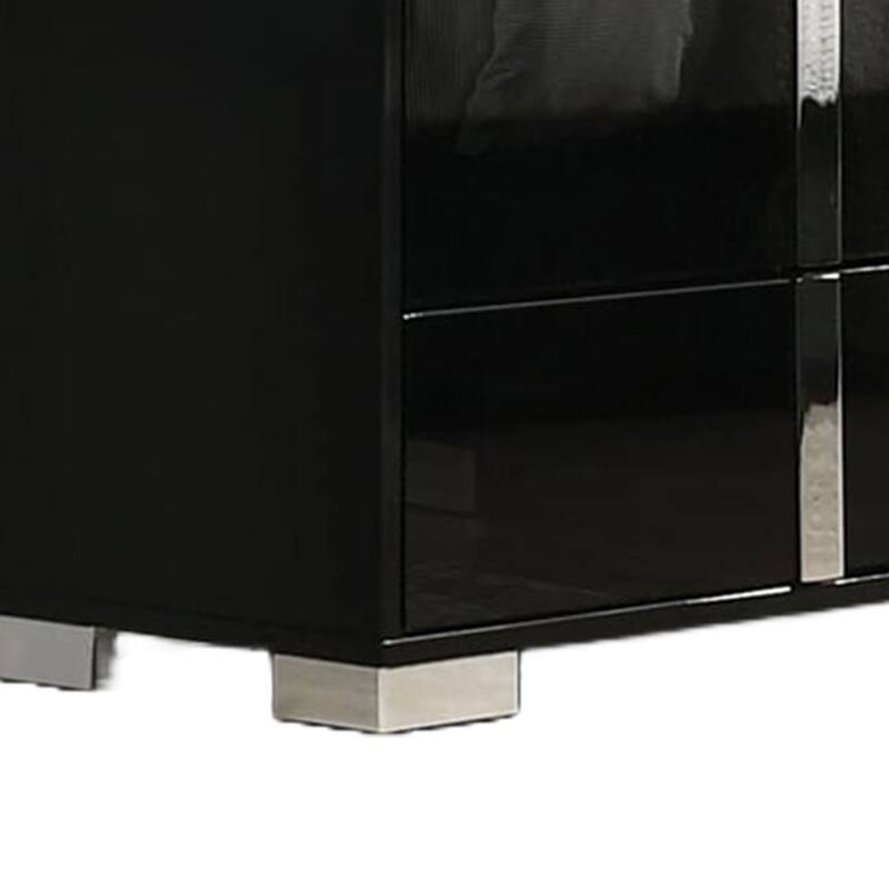 Suni Wide Dresser, Piano Black Wood with UV Finish, 6 Drawers